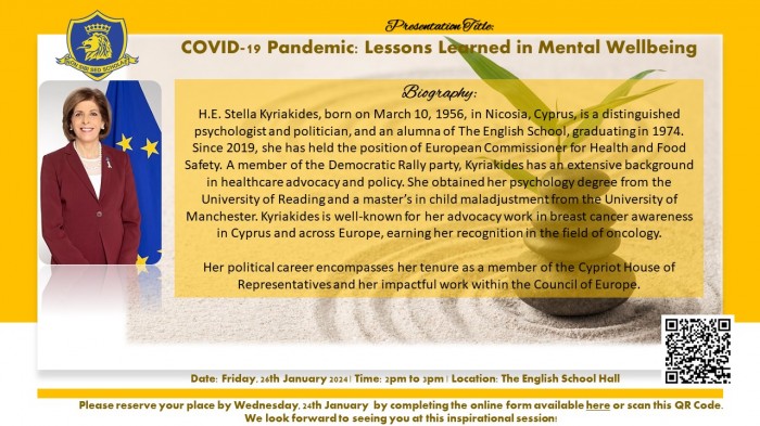 Inaugural Annual Lecture on Mental Wellbeing by H.E. Ms. Stella Kyriakides